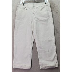 Levis 550 Crop Jeans Women Size 29 White Cotton Roll Cuf Hem Flat Front Mid Rise